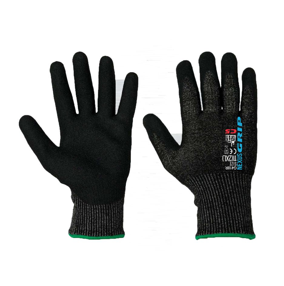 G418R Nexus GRIP cut 5 (cut resistant nitrile coated glove)  Nexus GRIP C5/E Anti-Slip Gloves