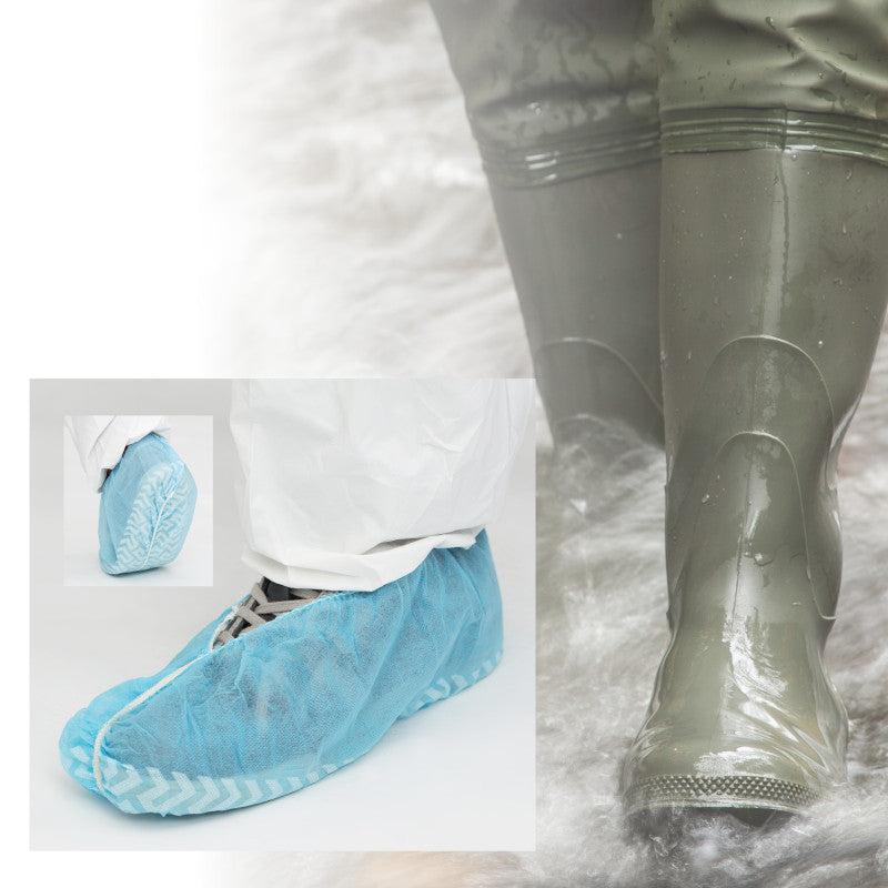 Bastion - Carton of 1000 Blue Polypropylene Shoe Cover Non Slip Sole - Carton/1000