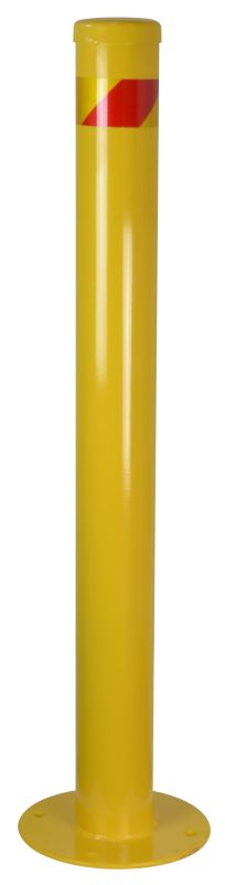Maxisafe Yellow Surface Mount Steel Bollard with Reflective Red Stripe 90 x 900mm – Carton of 10