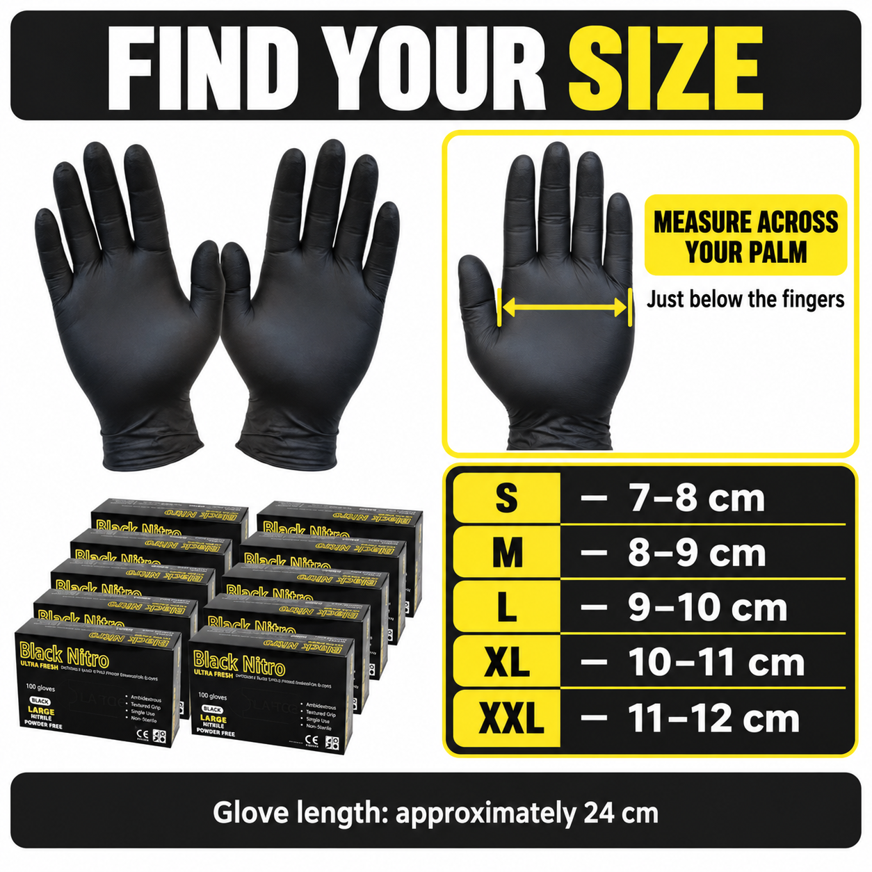 Black Nitro Heavy-Duty Black Nitrile Gloves – 2 Carton Bundle (2,000 Gloves)