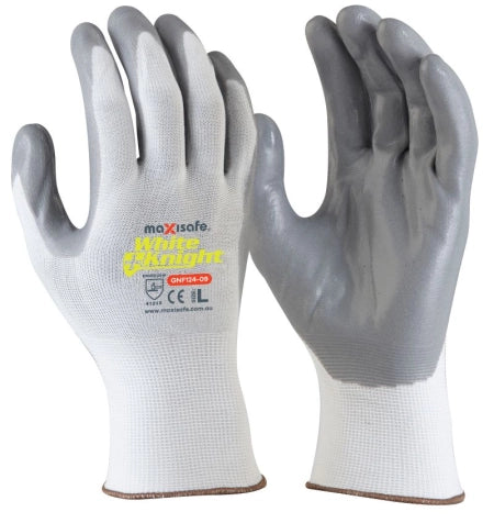 Maxisafe White Knight Grey Synthetic Gloves Foam Nitrile Palm – Carton of 120 – product image 2