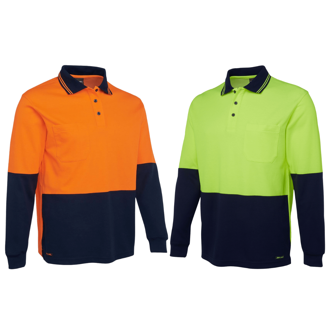 JBs Wear Hi Vis Long Sleeve Cotton Back Polo  Polo Shirt 6HPL