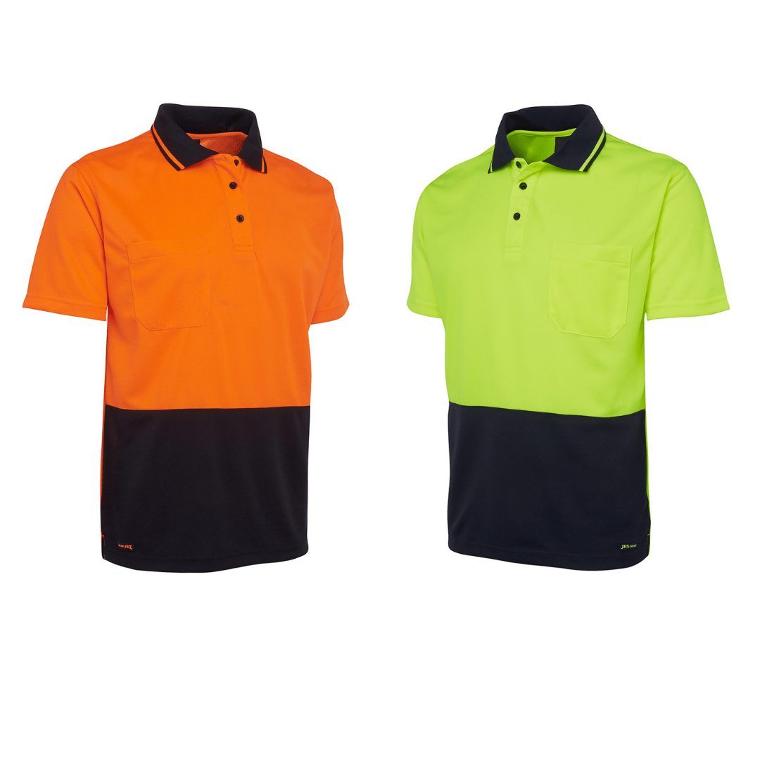 JBs Wear Hi Vis Short Sleeve Non Cuff Traditional Polo Shirt 6HVNC
