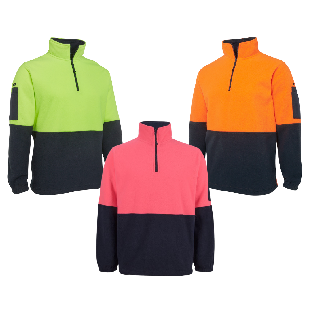 JBs Wear Hi Vis 1/2 Zip Polar Fleece Jumper 6HVPF