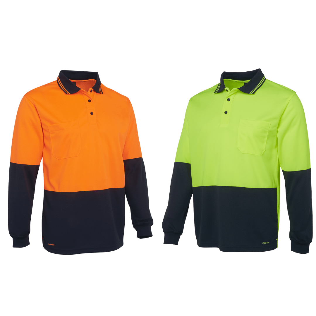 JBs Wear Hi Vis Long Sleeve Traditional Polo Shirt 6HVPL
