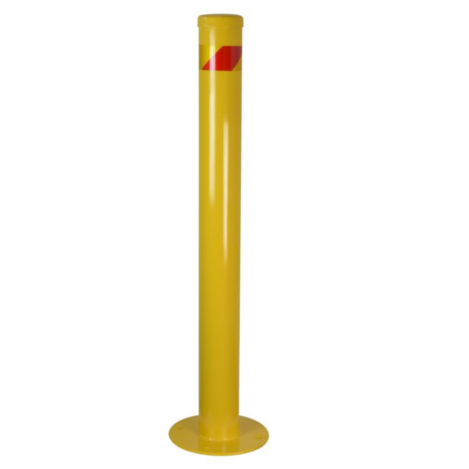 Maxisafe Yellow Steel Bollard with reflective red stripe