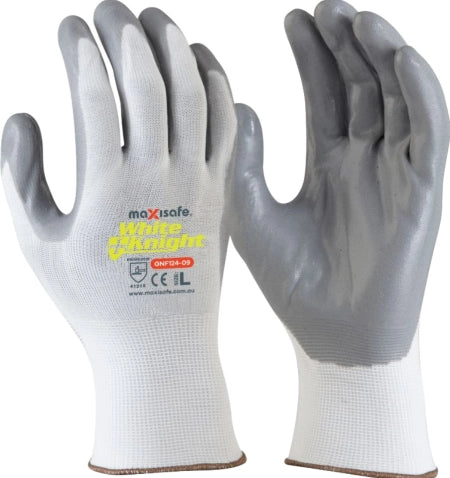 Maxisafe White Knight Synthetic Glove with Grey Foam Nitrile Palm – Work Gloves – product image 1