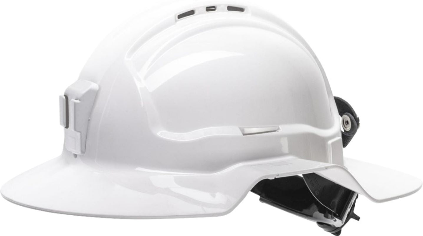 Maxisafe White Broadbrim Hard Hat w/ Plastic Miners Bracket - Made in Australia – Head Protection – product image 1
