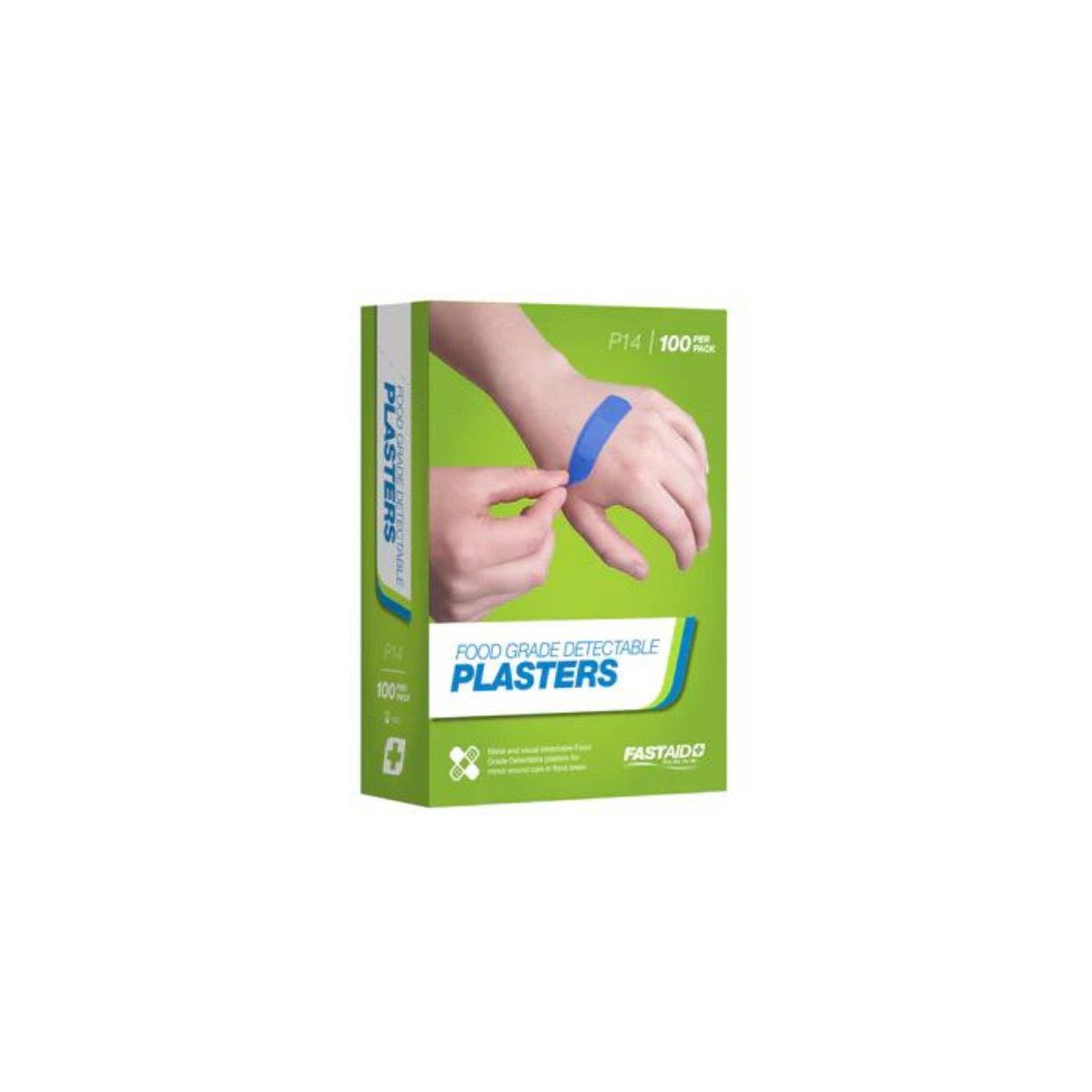 Fastaid Food Grade Plasters Metal and Visual Detectable 100pk P14