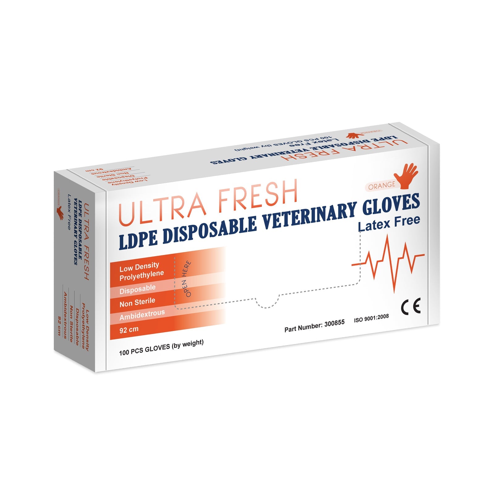 Orange Ldpe Disposable Veterinary Gloves - Carton Of 1000