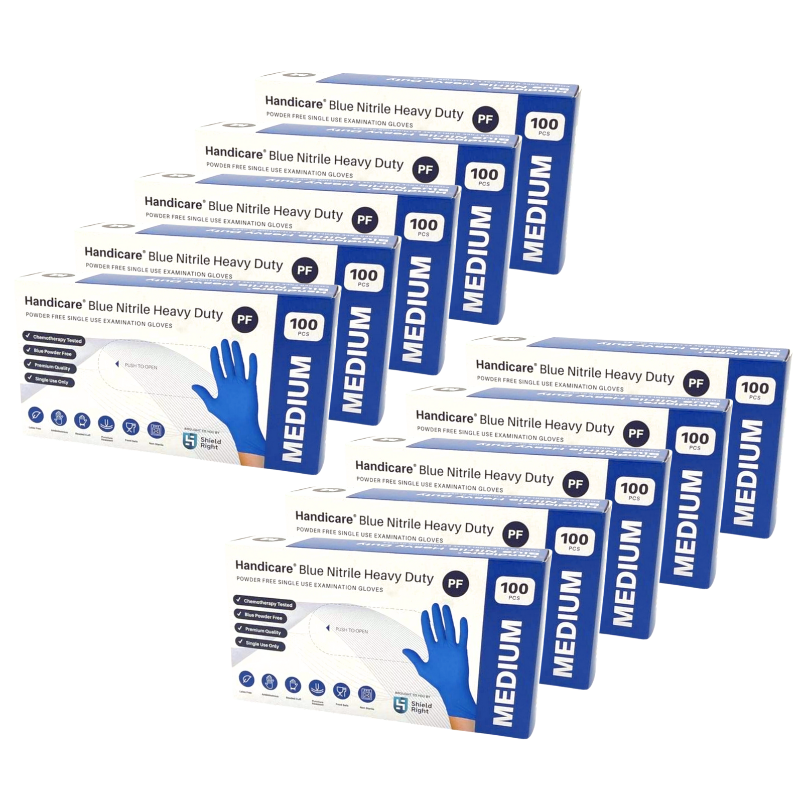 HandiCare Blue Nitrile HD Exam Gloves - Carton of 10