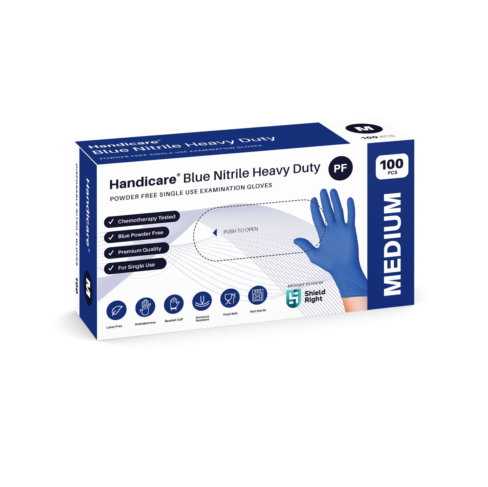 HandiCare Blue Nitrile HD Exam Gloves