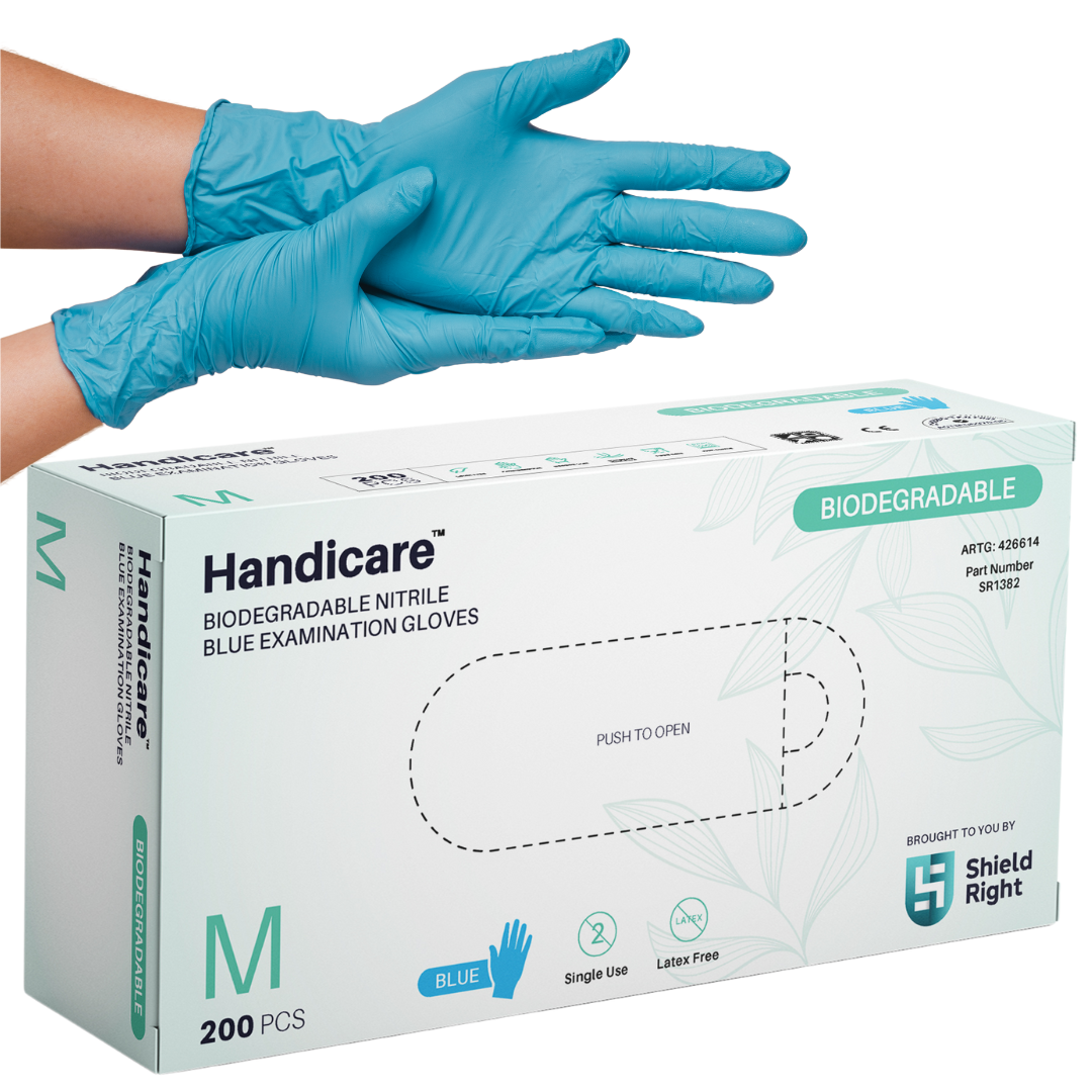 Handicare Biodegradable Blue Nitrile Examination Gloves 200 Pack