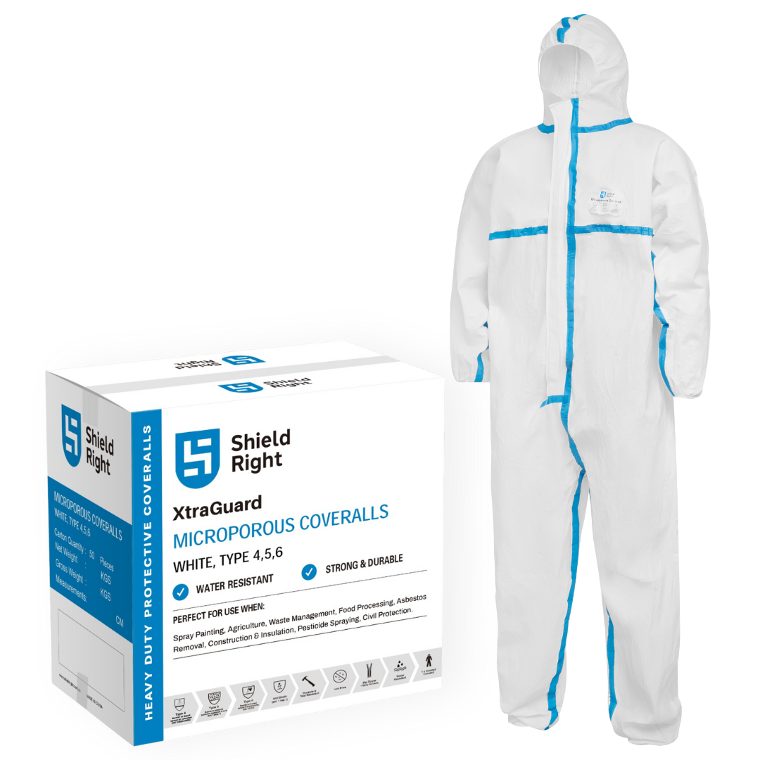 Shield Right Microporous Max – Type 4/5/6 White Coverall - Carton of 50
