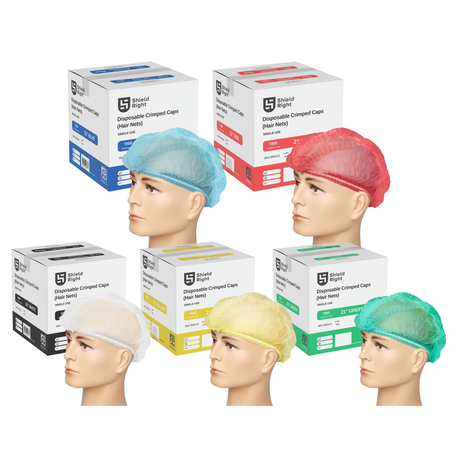 Shield Right Hairnets 21 Inch Disposable 100 Pack