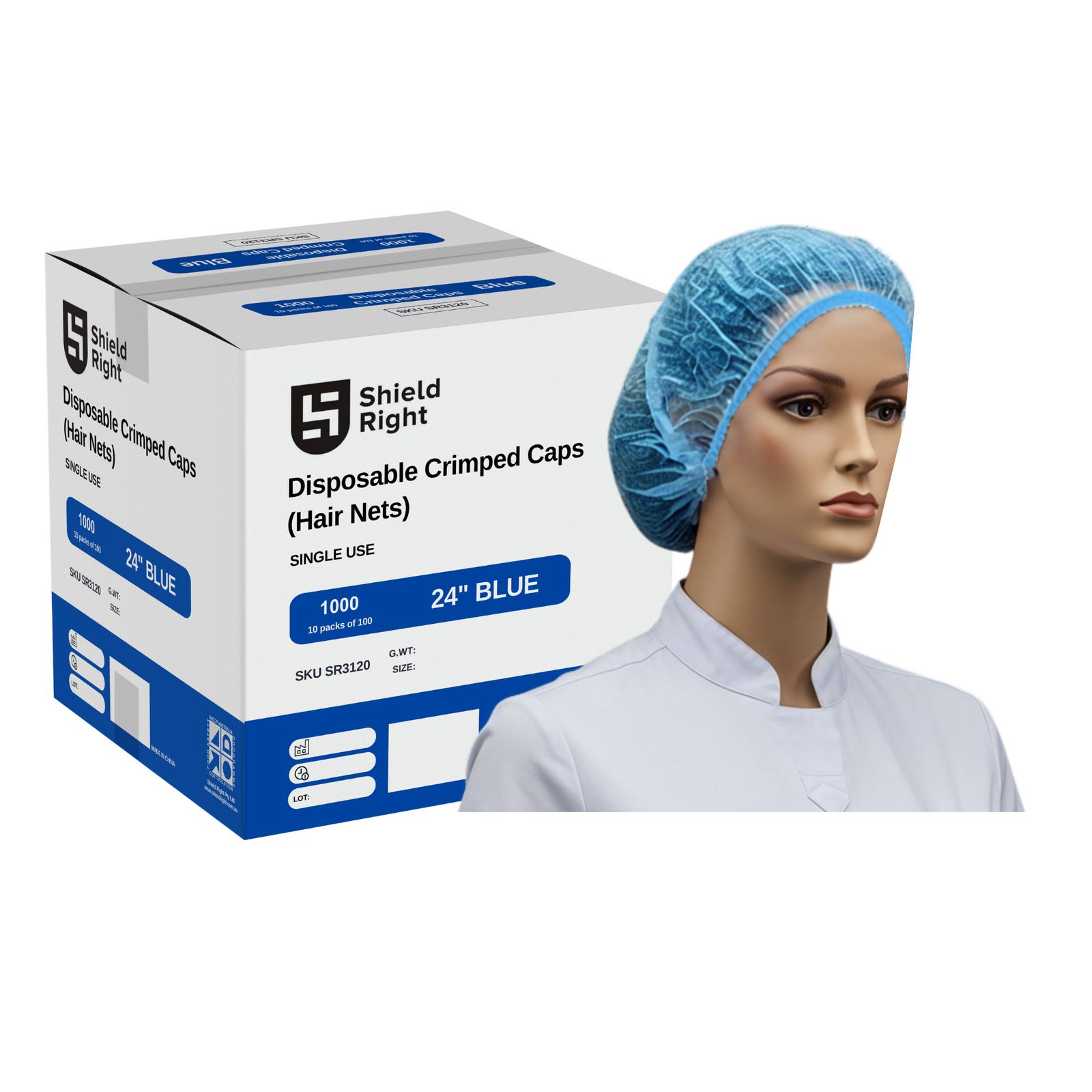 Shield Right Hairnets 24 Inch Disposable - Carton of 1000