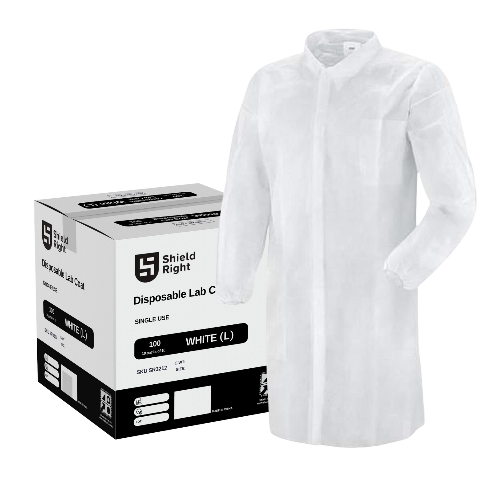 Disposable Lab Coats Non Woven Double Stitched - Carton of 100