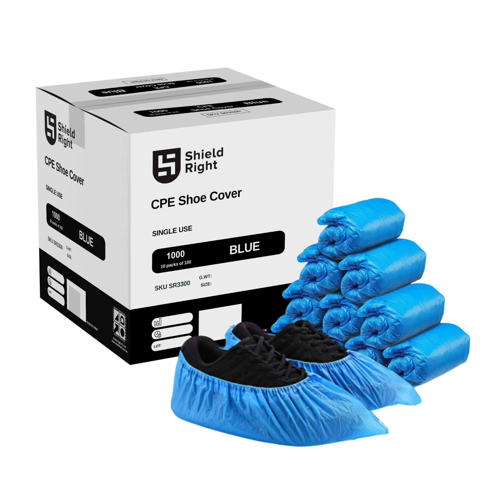 Shield Right Shoe Covers Disposable Heavy Duty Polyethylene - Carton of 1000