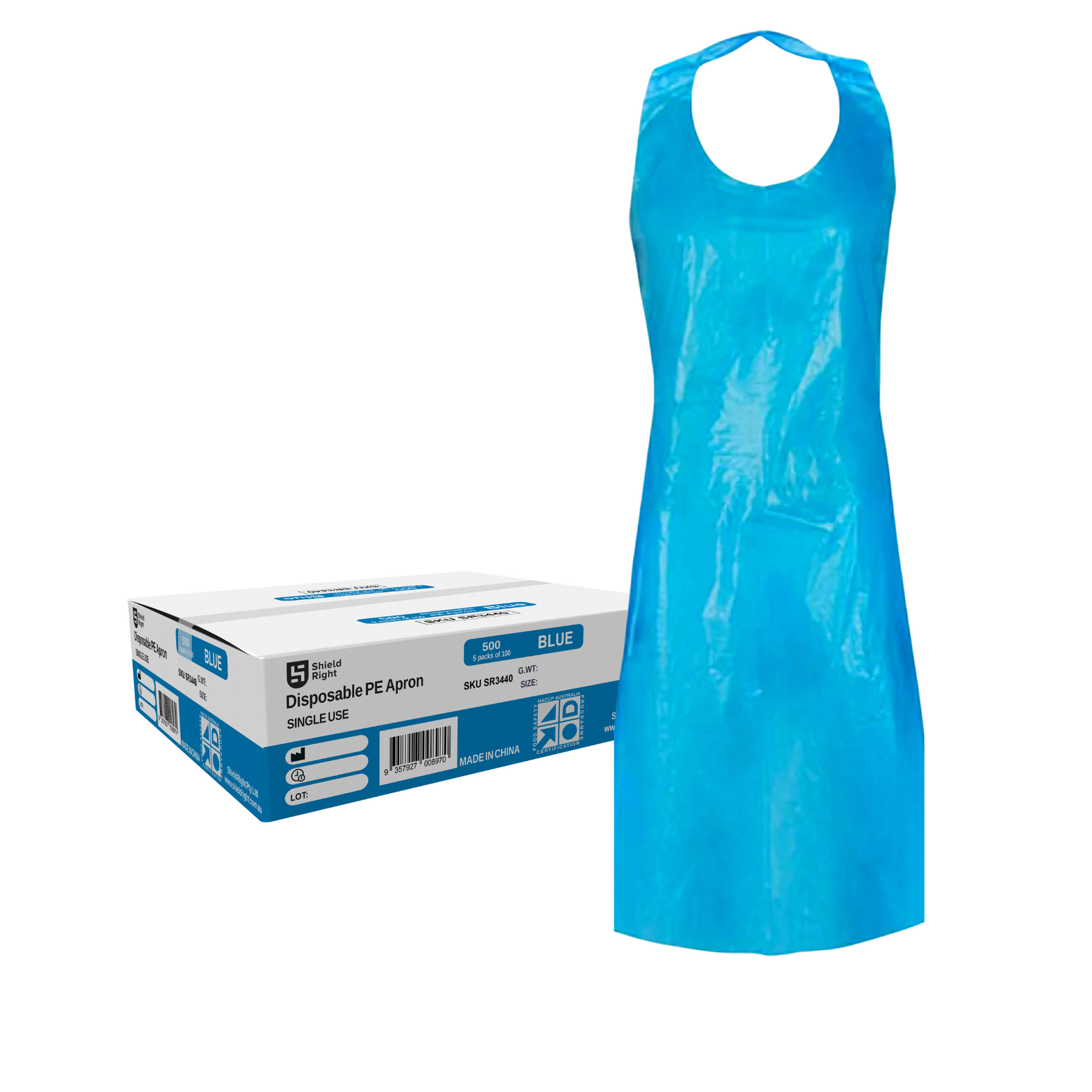 Shield Right Blue Aprons Disposable Packs Of 100