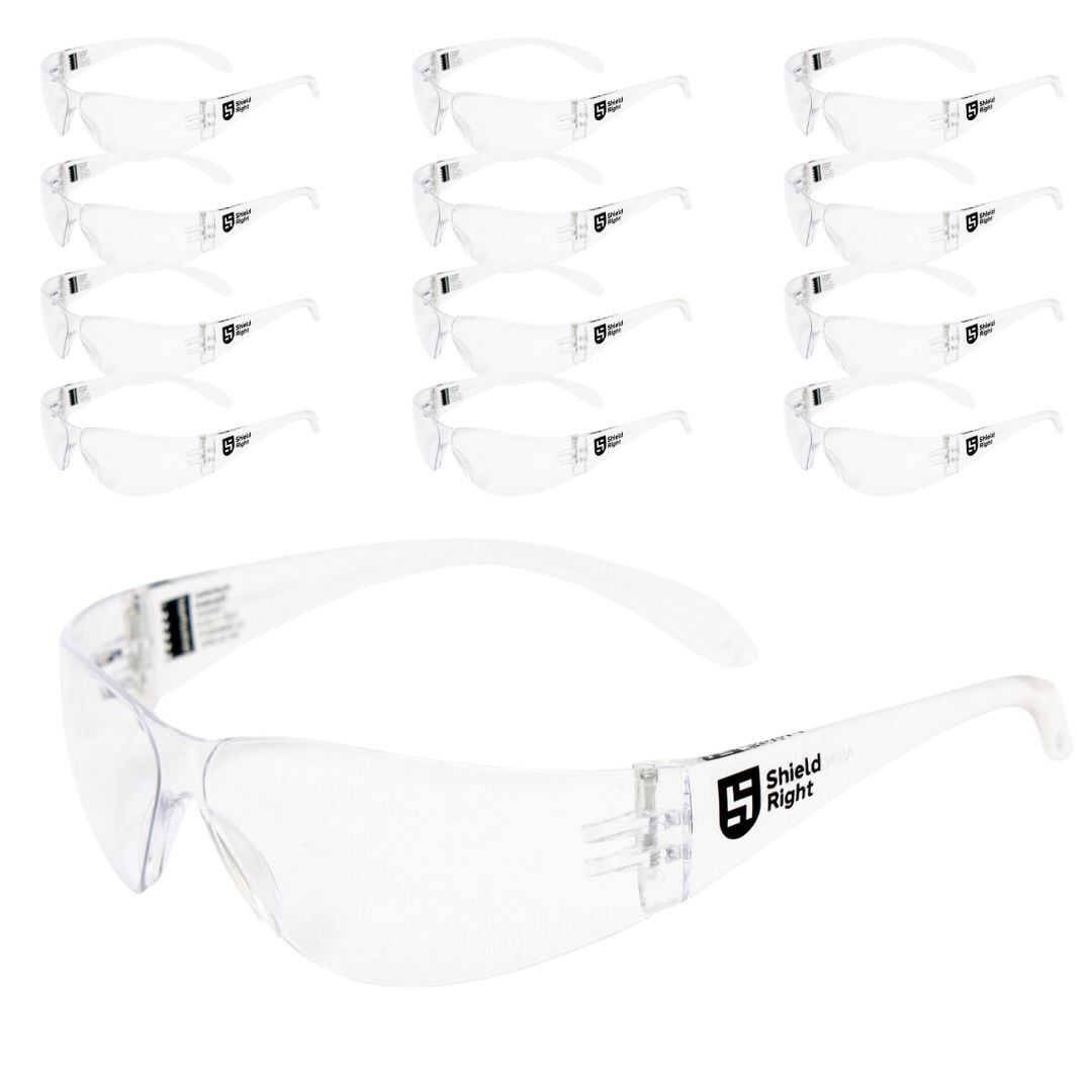 Shield Right Classic Safety Glasses Clear - 12 Pack