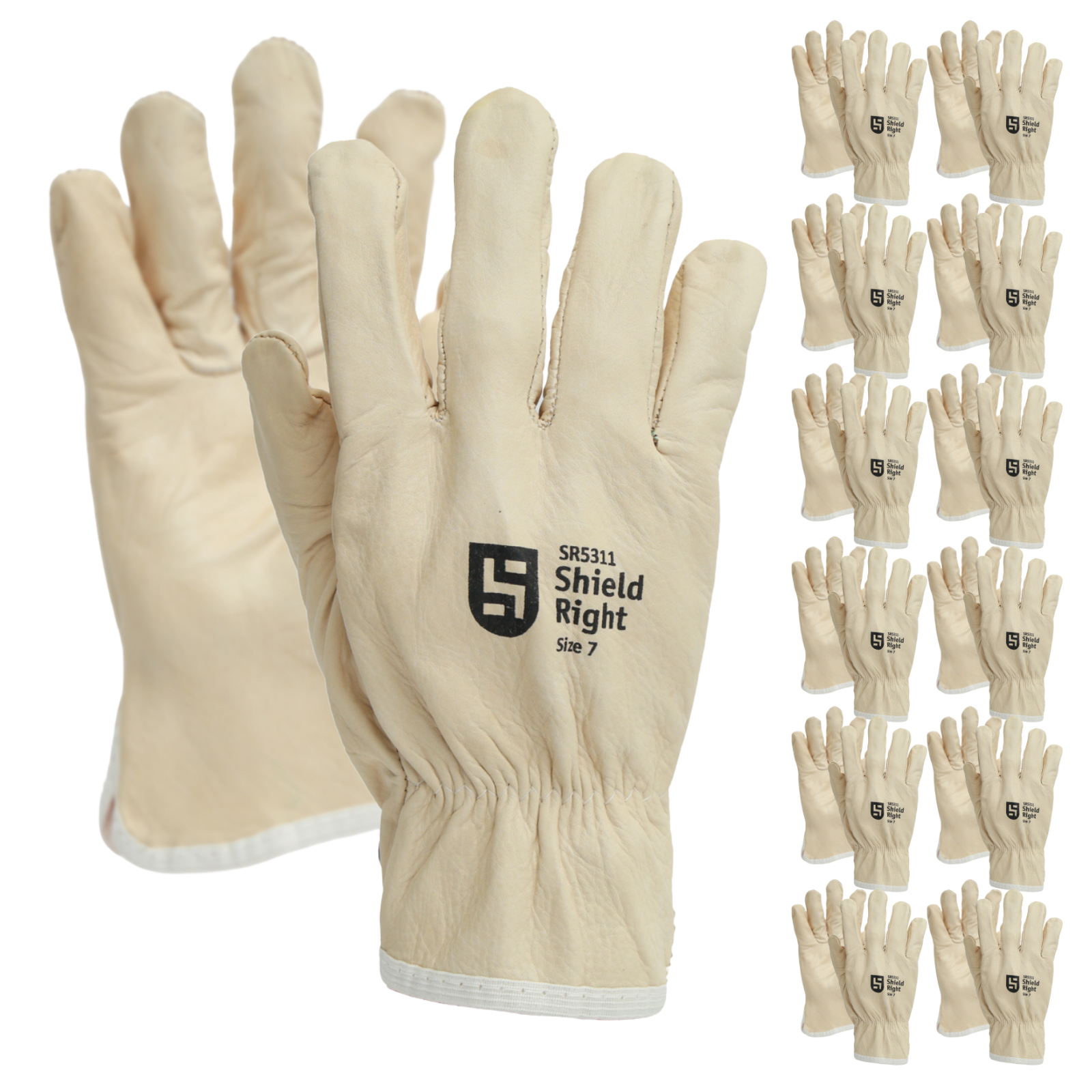 Shield Right Beige Premium Riggers Gloves - Pack of 12