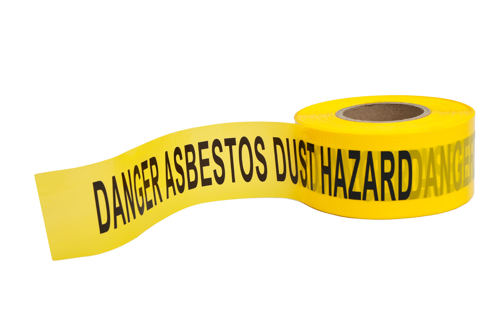 Danger Asbestos Dust Hazard Barrier Tape - 75mm x 100m Black on Yellow - Carton of 24 Rolls