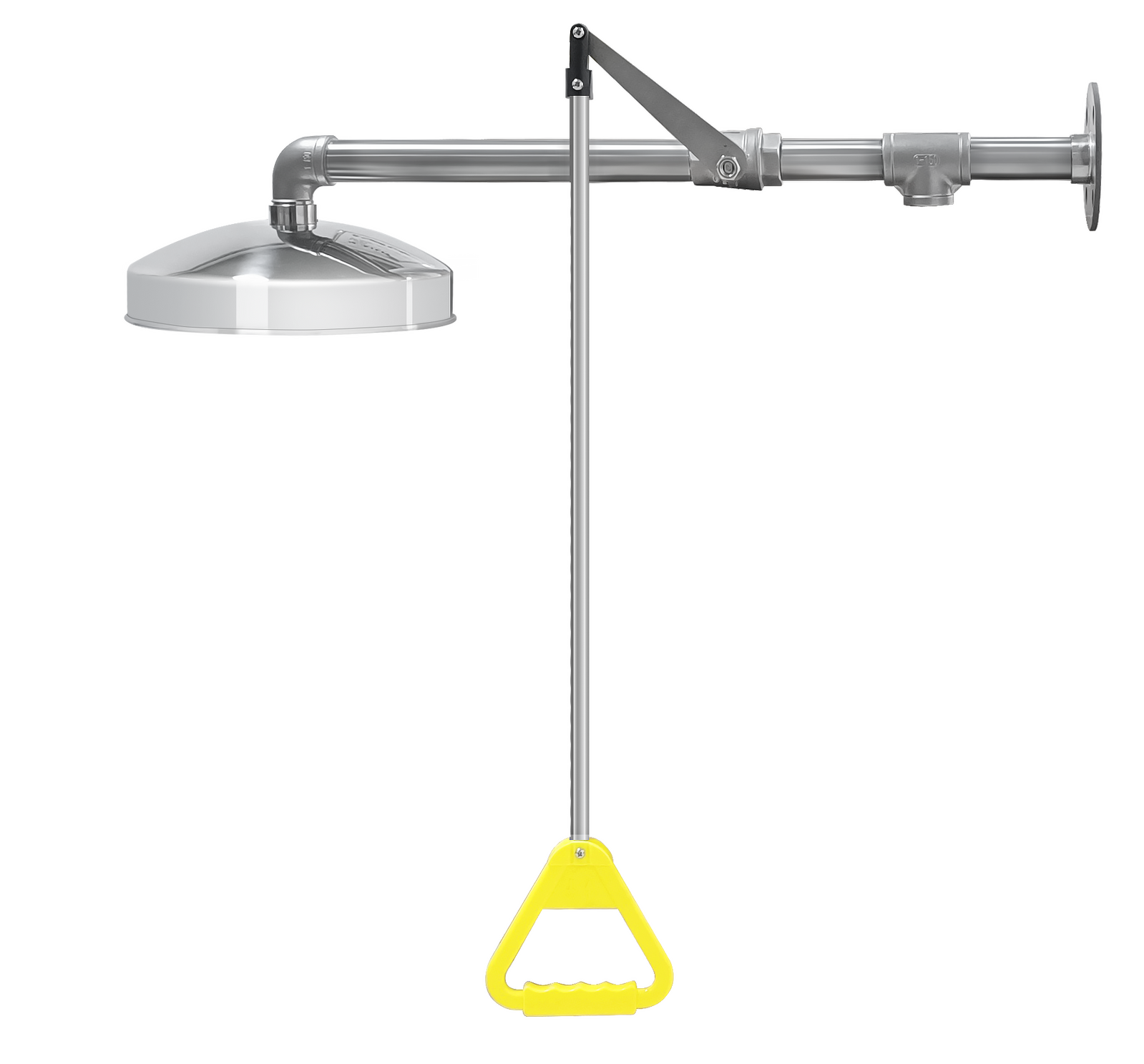 Emergency Stainless Steel Wall-Mounted Shower with Pull Rod