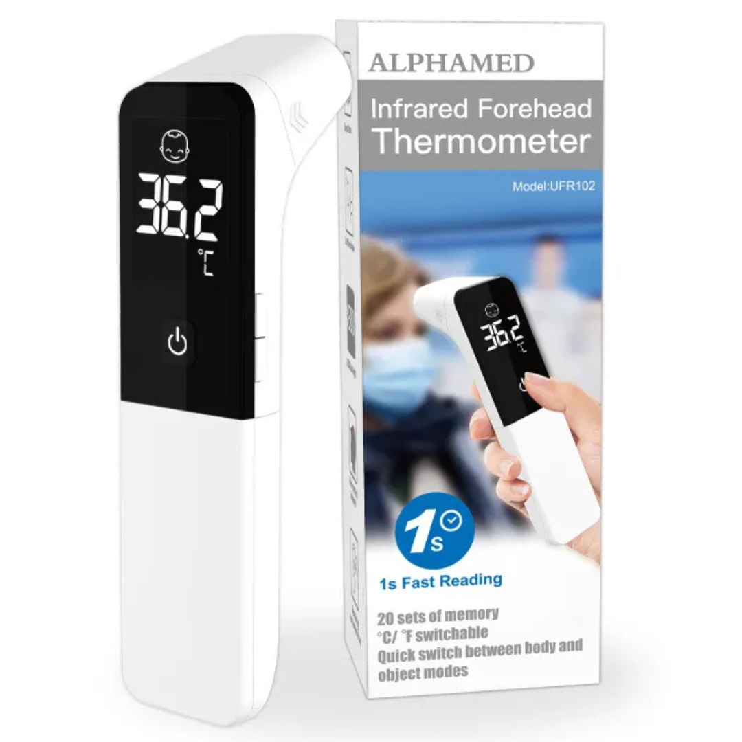 Shield Right Alphamed Infrared Thermometer – Fast Non-Contact Forehead & Ear Reader for Adults & Kids
