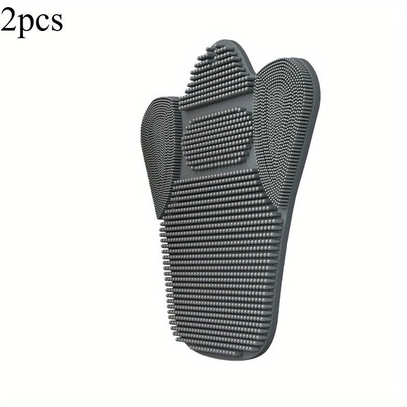 back massage brush, suction cup shower brush, exfoliating back brush, long handle back scrubber, bath brush set, body wash applicator, spa shower accessory, Australian bath essentials, muscle relief back brush, foot soak brush - Gray - Size 2PCS