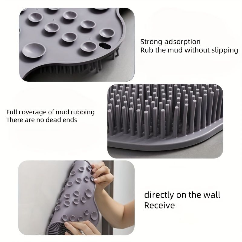 back massage brush, suction cup shower brush, exfoliating back brush, long handle back scrubber, bath brush set, body wash applicator, spa shower accessory, Australian bath essentials, muscle relief back brush, foot soak brush - Gray - Size 2PCS
