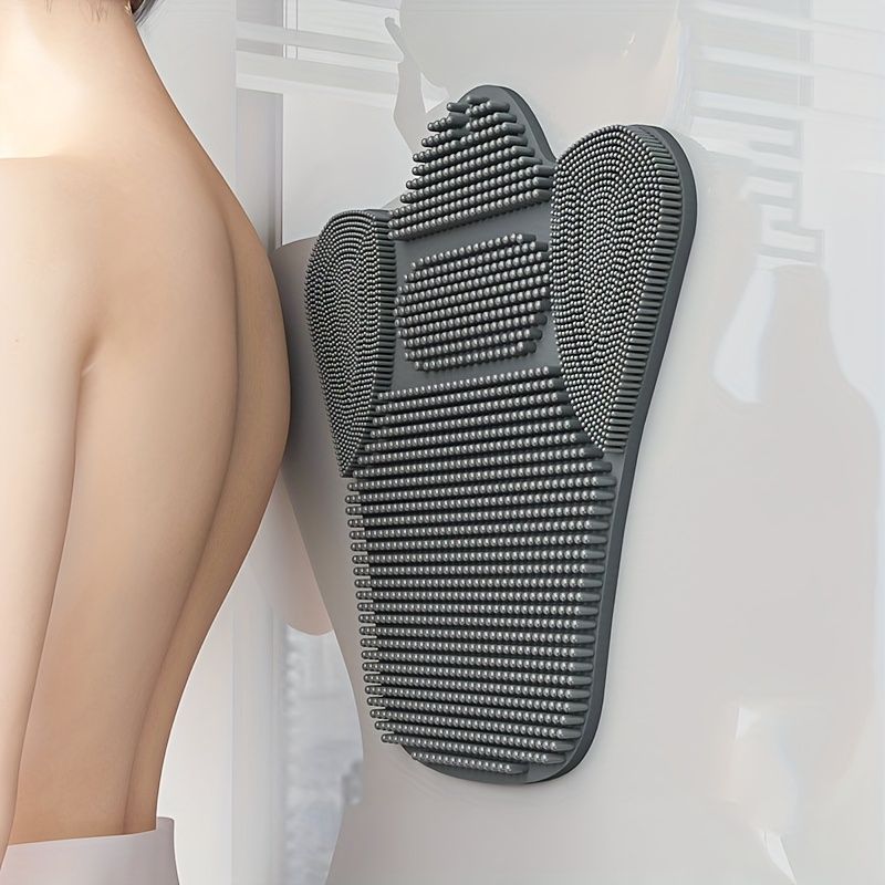back massage brush, suction cup shower brush, exfoliating back brush, long handle back scrubber, bath brush set, body wash applicator, spa shower accessory, Australian bath essentials, muscle relief back brush, foot soak brush - Gray - Size 2PCS