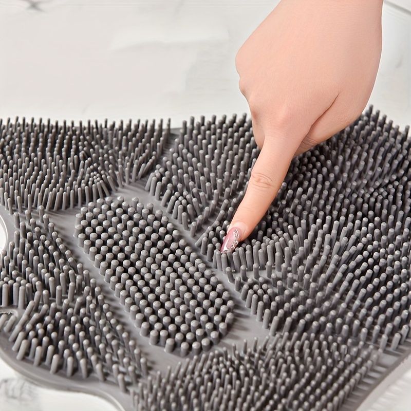back massage brush, suction cup shower brush, exfoliating back brush, long handle back scrubber, bath brush set, body wash applicator, spa shower accessory, Australian bath essentials, muscle relief back brush, foot soak brush - Gray - Size 2PCS