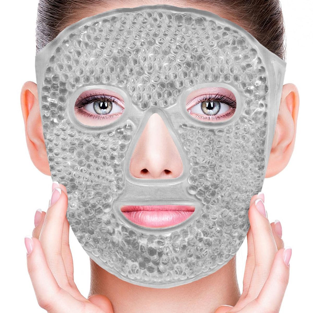 4Pack Cold Face Eye Masks Ice Face Mask Hot Cold Compress Cooling Face Mask for Dark Circles, Puffiness, Migraines, Headache, Stress, Redness, Women Man, Skin Care - Gray - Size 4Pack