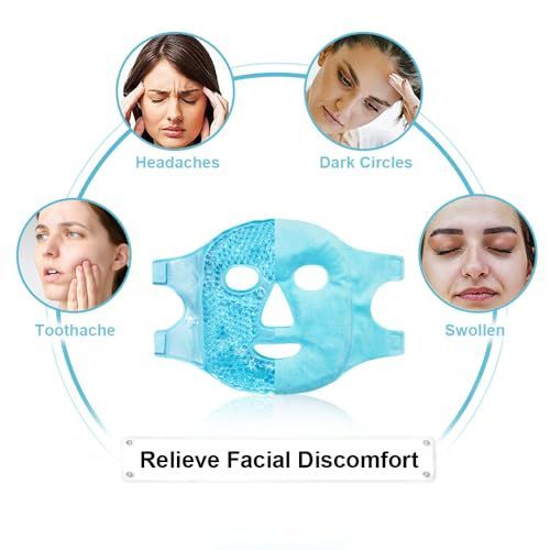 4Pack Cold Face Eye Masks Ice Face Mask Hot Cold Compress Cooling Face Mask for Dark Circles, Puffiness, Migraines, Headache, Stress, Redness, Women Man, Skin Care - Gray - Size 4Pack