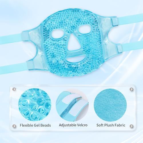 4Pack Cold Face Eye Masks Ice Face Mask Hot Cold Compress Cooling Face Mask for Dark Circles, Puffiness, Migraines, Headache, Stress, Redness, Women Man, Skin Care - Gray - Size 4Pack