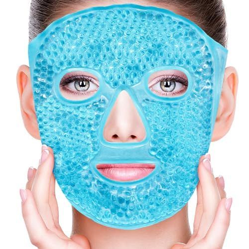 4Pack Cold Face Eye Masks Ice Face Mask Hot Cold Compress Cooling Face Mask for Dark Circles, Puffiness, Migraines, Headache, Stress, Redness, Women Man, Skin Care - Gray - Size 4Pack