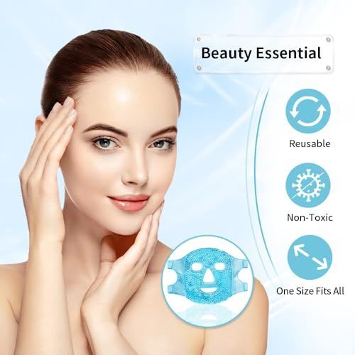 4Pack Cold Face Eye Masks Ice Face Mask Hot Cold Compress Cooling Face Mask for Dark Circles, Puffiness, Migraines, Headache, Stress, Redness, Women Man, Skin Care - Gray - Size 4Pack