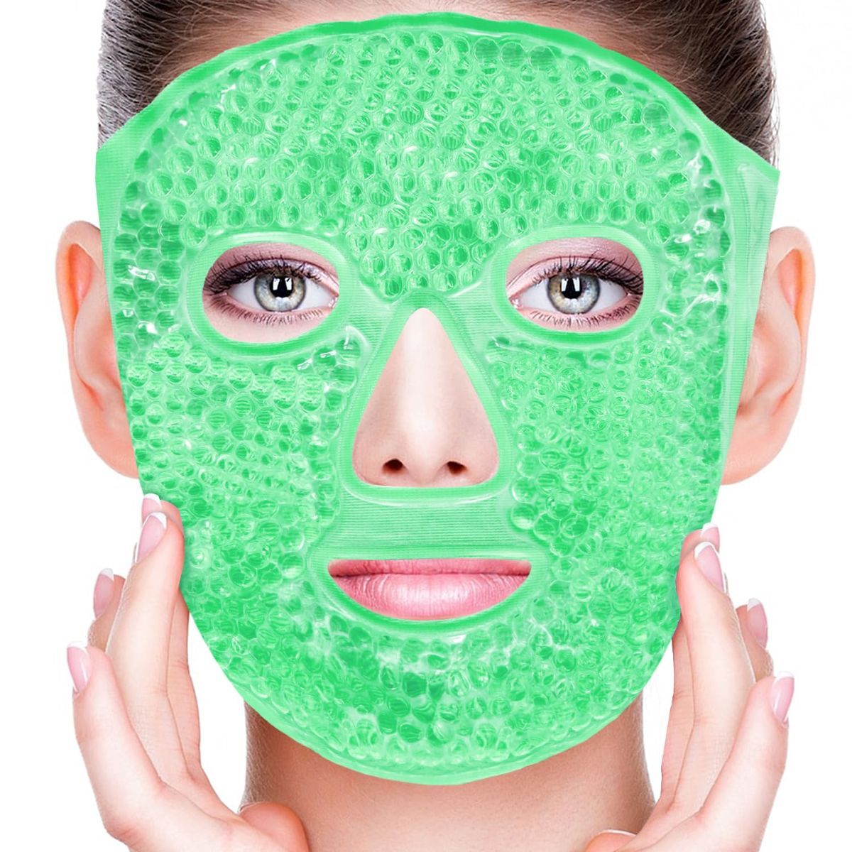 4Pack Cold Face Eye Masks Ice Face Mask Hot Cold Compress Cooling Face Mask for Dark Circles, Puffiness, Migraines, Headache, Stress, Redness, Women Man, Skin Care - Gray - Size 4Pack