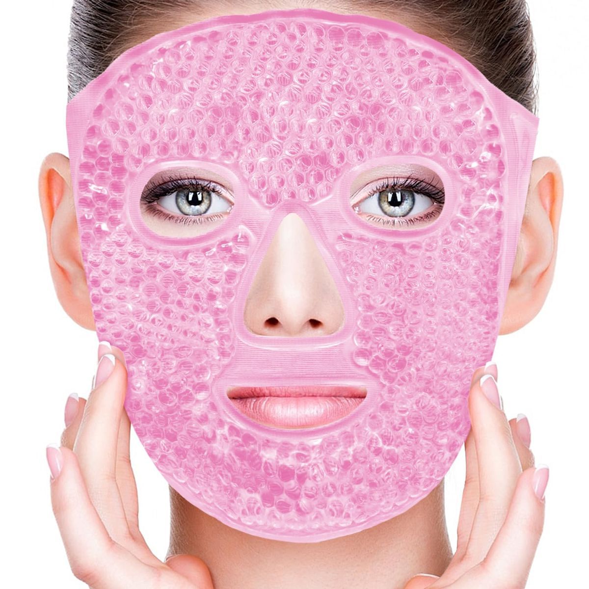 4Pack Cold Face Eye Masks Ice Face Mask Hot Cold Compress Cooling Face Mask for Dark Circles, Puffiness, Migraines, Headache, Stress, Redness, Women Man, Skin Care - Gray - Size 4Pack