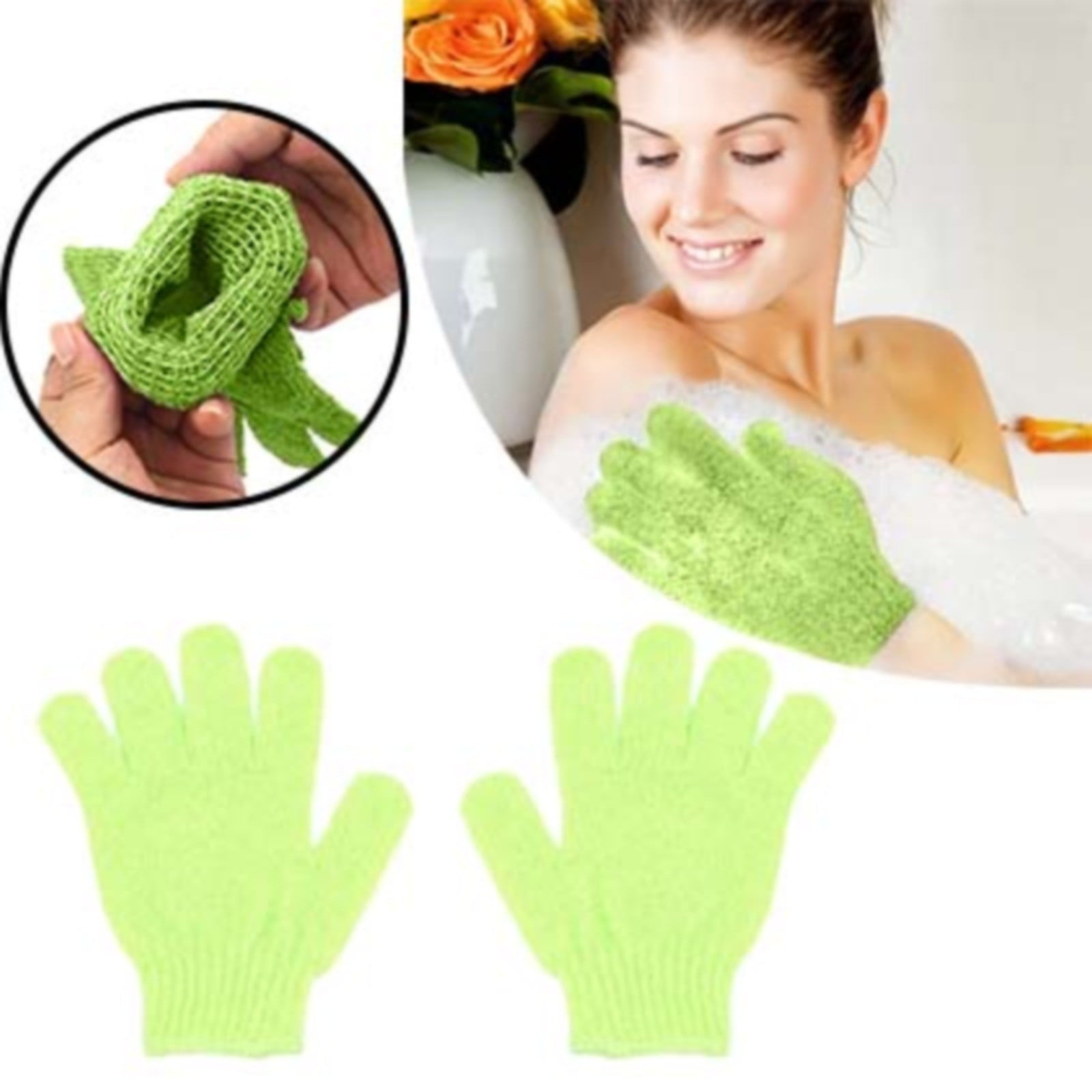 1 Pair Exfoliating Bath Gloves, Body Scrub Mitts for Shower Cleansing and Massage, 5.9 x 7.28 in, Blue, for Home Bath and Body Care