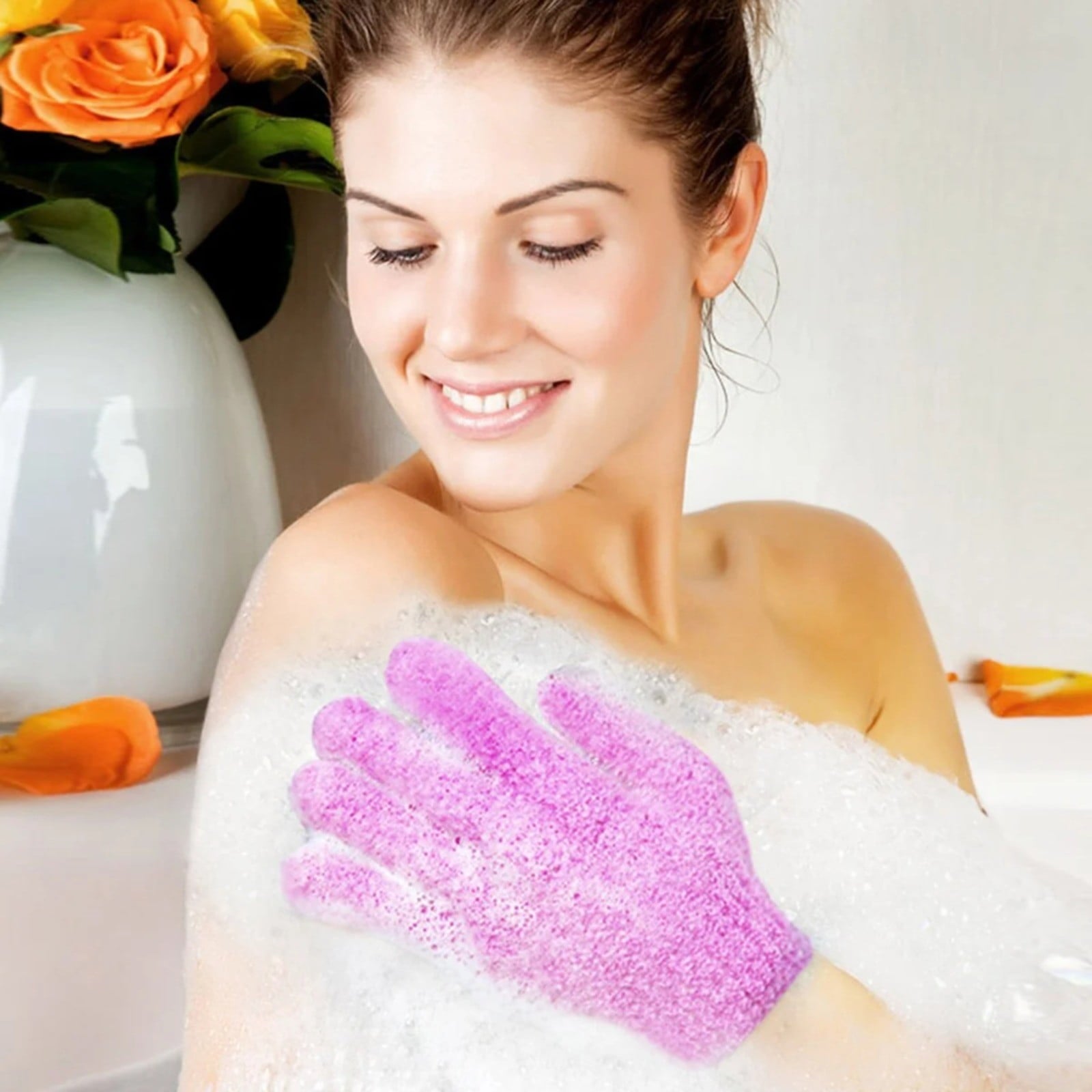 1 Pair Exfoliating Bath Gloves, Body Scrub Mitts for Shower Cleansing and Massage, 5.9 x 7.28 in, Blue, for Home Bath and Body Care