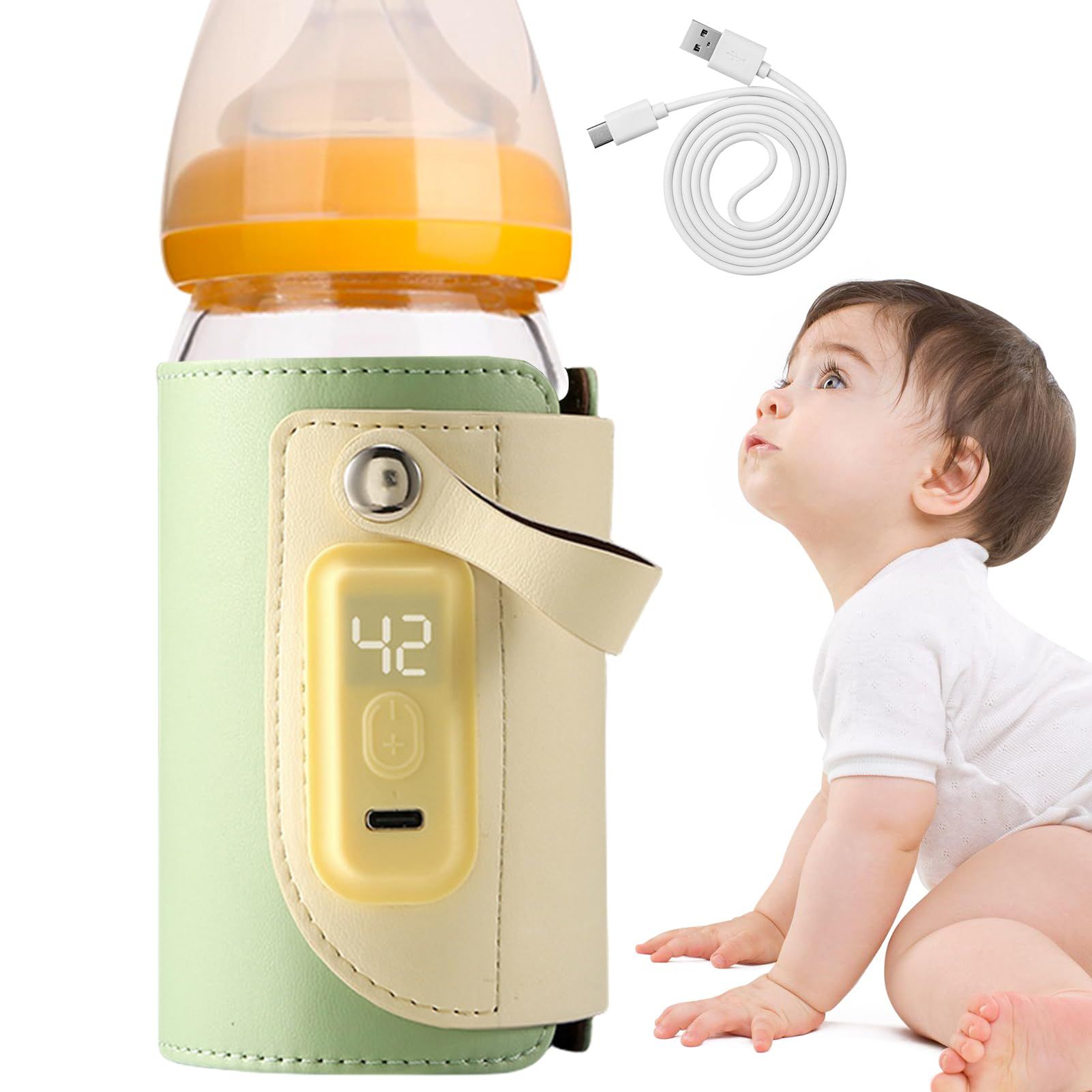 USB Bottle Warmer for Travel, Baby Bottle Warmer Portable Travel, Bottles Insulator Sleeve Rapid Heating Intelligent Nursing Bottle