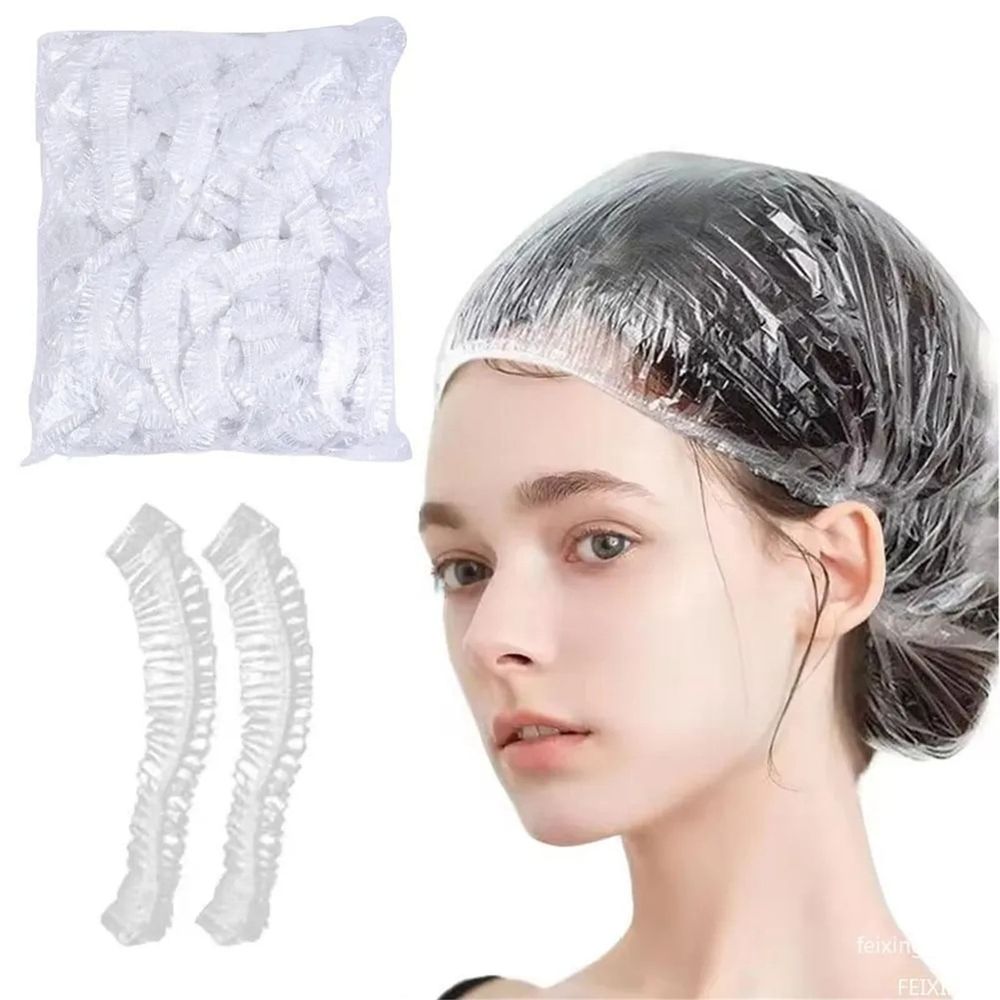 100 Pack Disposable Shower Caps, Thickened Waterproof Hair Caps for Women, Elastic Household Bath Caps for Shower Dyeing, Travel Hotel Spa Essential