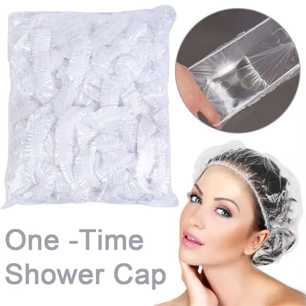 100 Pack Disposable Shower Caps, Thickened Waterproof Hair Caps for Women, Elastic Household Bath Caps for Shower Dyeing, Travel Hotel Spa Essential