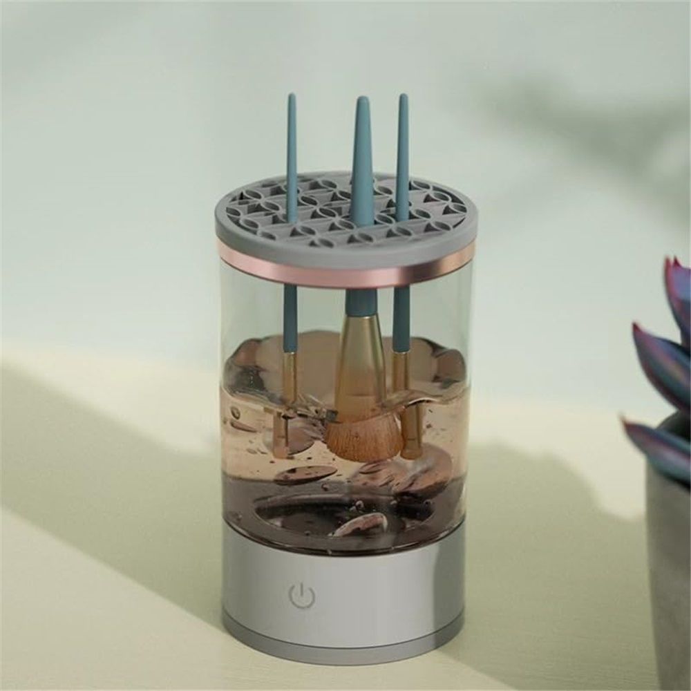 Makeup Brush Cleaner - Electric Makeup Brush Cleaning Machine, Automatic Cosmetics Brush Cleaning Tool & Dryer, Dust-proof Beauty Brushes Organizer, Multi-functional Gift for Women Mom Wife