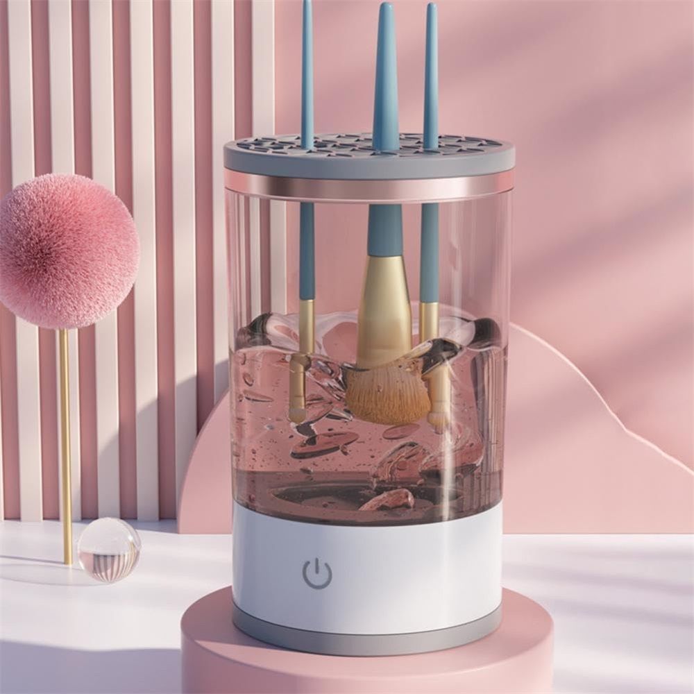 Makeup Brush Cleaner - Electric Makeup Brush Cleaning Machine, Automatic Cosmetics Brush Cleaning Tool & Dryer, Dust-proof Beauty Brushes Organizer, Multi-functional Gift for Women Mom Wife
