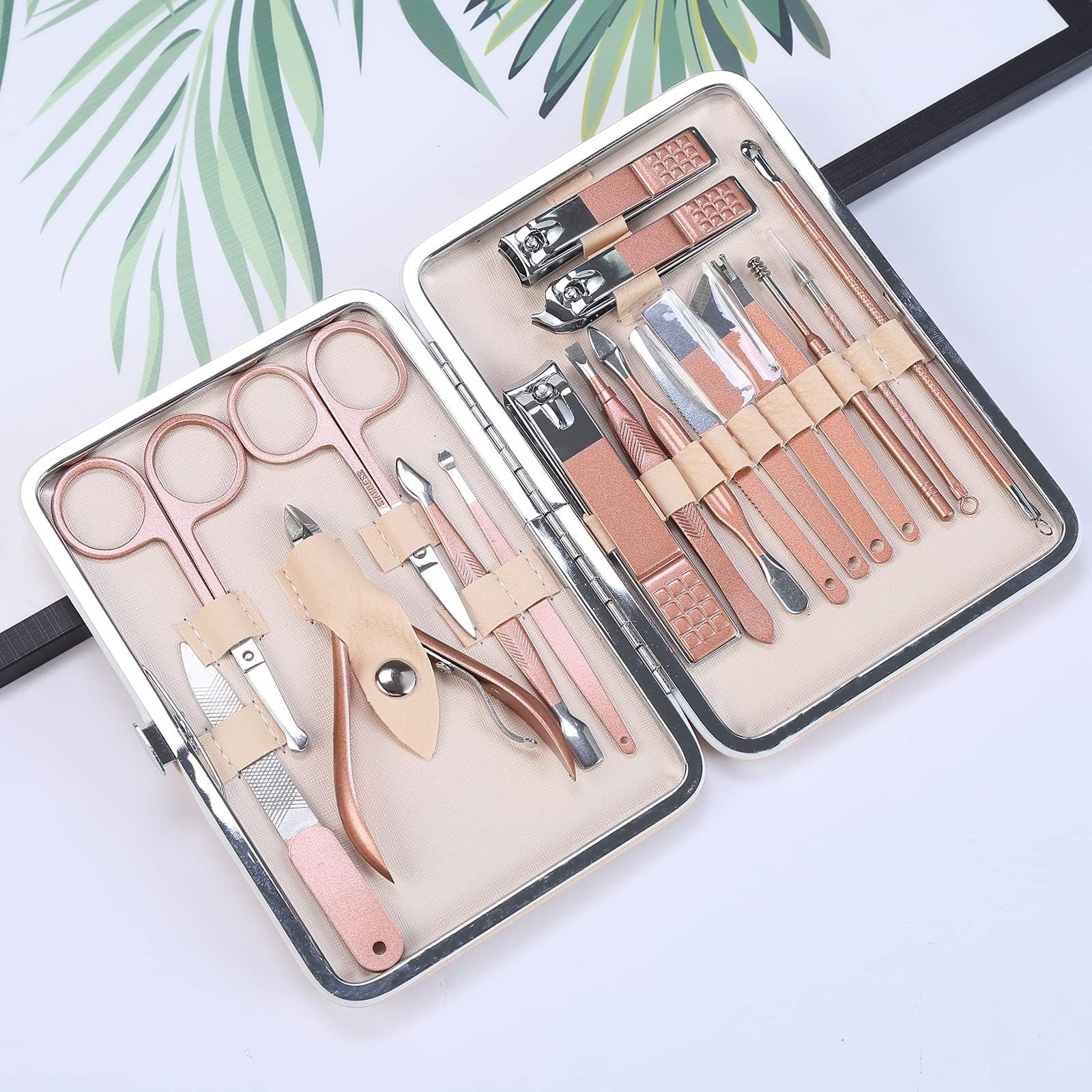 Nail Clippers Set 18 in 1 Stainless Steel Manicure Cutter Kits Nail Scissors Trimmer Portable Manicure Clipper Nail Care Tools