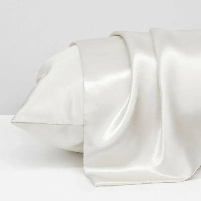 2 Pack Satin Pillowcases Luxury Soft Cushion Covers Bedroom Home Decor - Silver