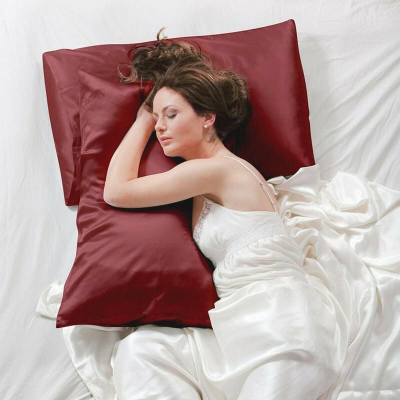 2 Pack Satin Pillowcases Luxury Soft Cushion Covers Bedroom Home Decor - Silver