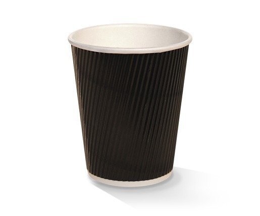 Ripple Wall Coffee Cups Black 475ml (16oz) Box Of 500